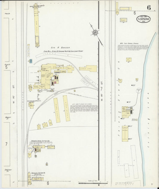 Sanborn Fire Insurance Map from Corning, Clay County, Arkansas (1914), Sheet #0006 - Historic Sanborn Fire Insurance Map Print, vintage old map wall art, antique decor, genealogy gift, Arkansas Arkansas map