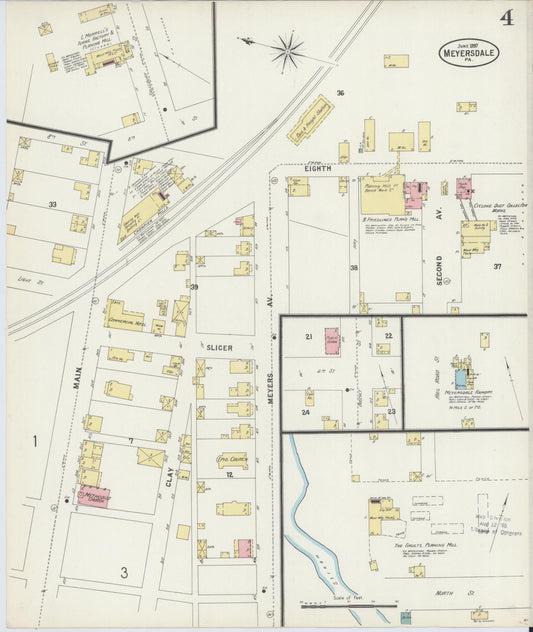 Sanborn Fire Insurance Map from Meyersdale, Somerset County, Pennsylvania (1897), Sheet #0004 - Historic Sanborn Fire Insurance Map Print, vintage old map wall art, antique decor, genealogy gift, Pennsylvania Pennsylvania map