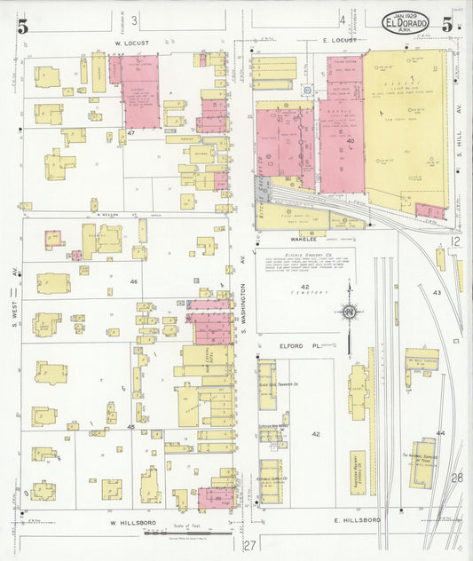 Sanborn Fire Insurance Map from El Dorado, Union County, Arkansas (1929), Sheet #0005 - Historic Sanborn Fire Insurance Map Print, vintage old map wall art, antique decor, genealogy gift, Arkansas Arkansas map