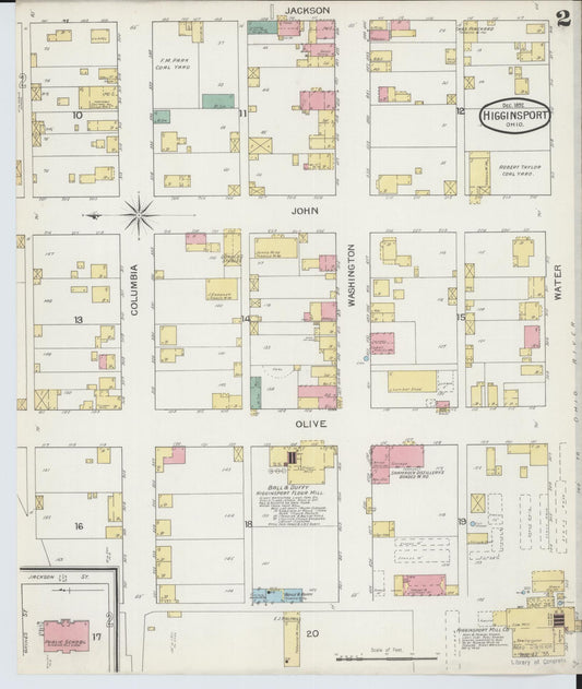 Sanborn Fire Insurance Map from Higginsport, Brown County, Ohio (1892), Sheet #0002 - Historic Sanborn Fire Insurance Map Print, vintage old map wall art, antique decor, genealogy gift, Ohio Ohio map