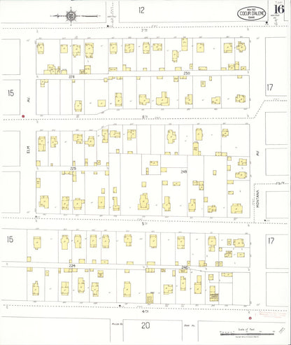 Sanborn Fire Insurance Map from Coeur D'alene, Kootenai County, Idaho (1921), Sheet #0016 - Complete Map Set gallery image, historic Sanborn map, vintage wall art, Idaho Idaho