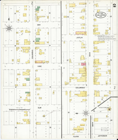 Sanborn Fire Insurance Map from Galena, Cherokee County, Kansas (1900), Sheet #0002 - Complete Map Set gallery image, historic Sanborn map, vintage wall art, Kansas Kansas