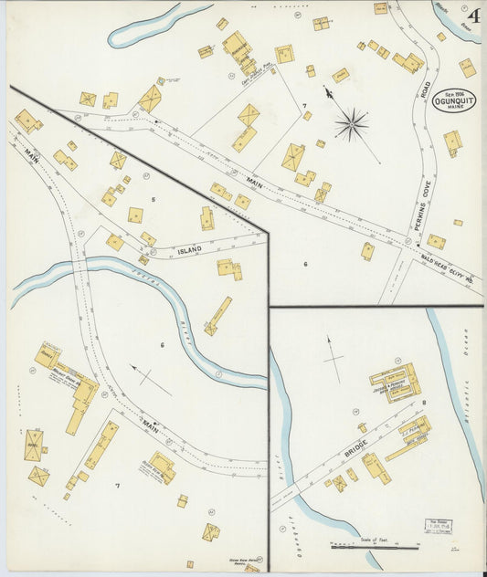 Sanborn Fire Insurance Map from Ogunquit, York County, Maine (1906), Sheet #0004 - Historic Sanborn Fire Insurance Map Print, vintage old map wall art, antique decor, genealogy gift, Maine Maine map