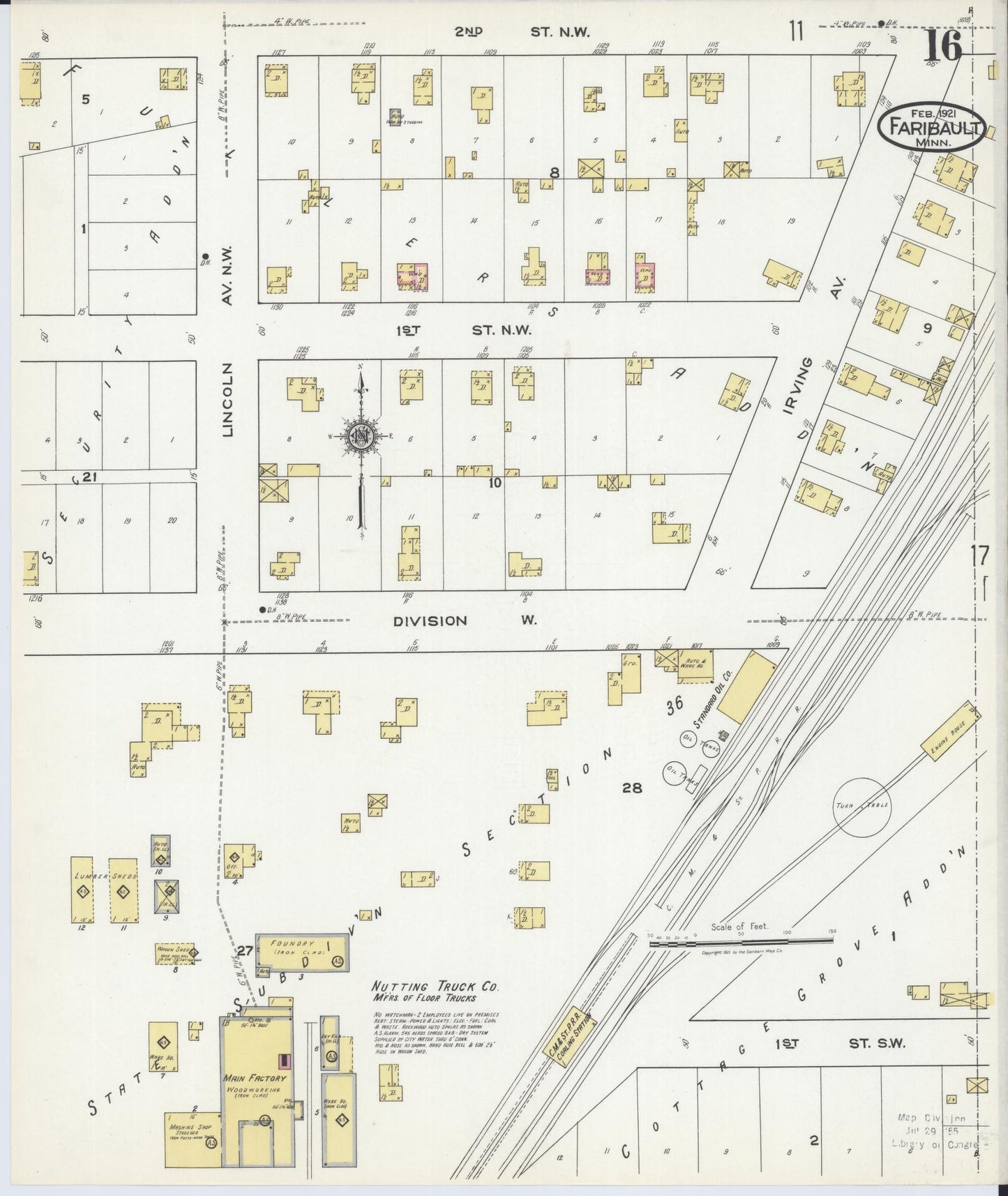 Sanborn Fire Insurance Map from Faribault, Rice County, Minnesota (1921), Sheet #0016 - Complete Map Set gallery image, historic Sanborn map, vintage wall art, Minnesota Minnesota