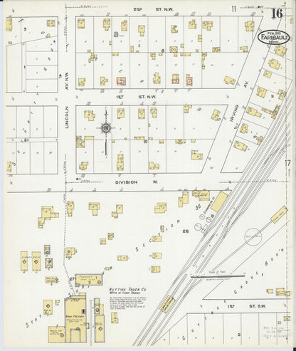 Sanborn Fire Insurance Map from Faribault, Rice County, Minnesota (1921), Sheet #0016 - Complete Map Set gallery image, historic Sanborn map, vintage wall art, Minnesota Minnesota