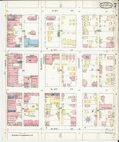 Sanborn Fire Insurance Map from Keokuk, Lee County, Iowa (1893), Sheet #0007 - Historic Sanborn Fire Insurance Map Print