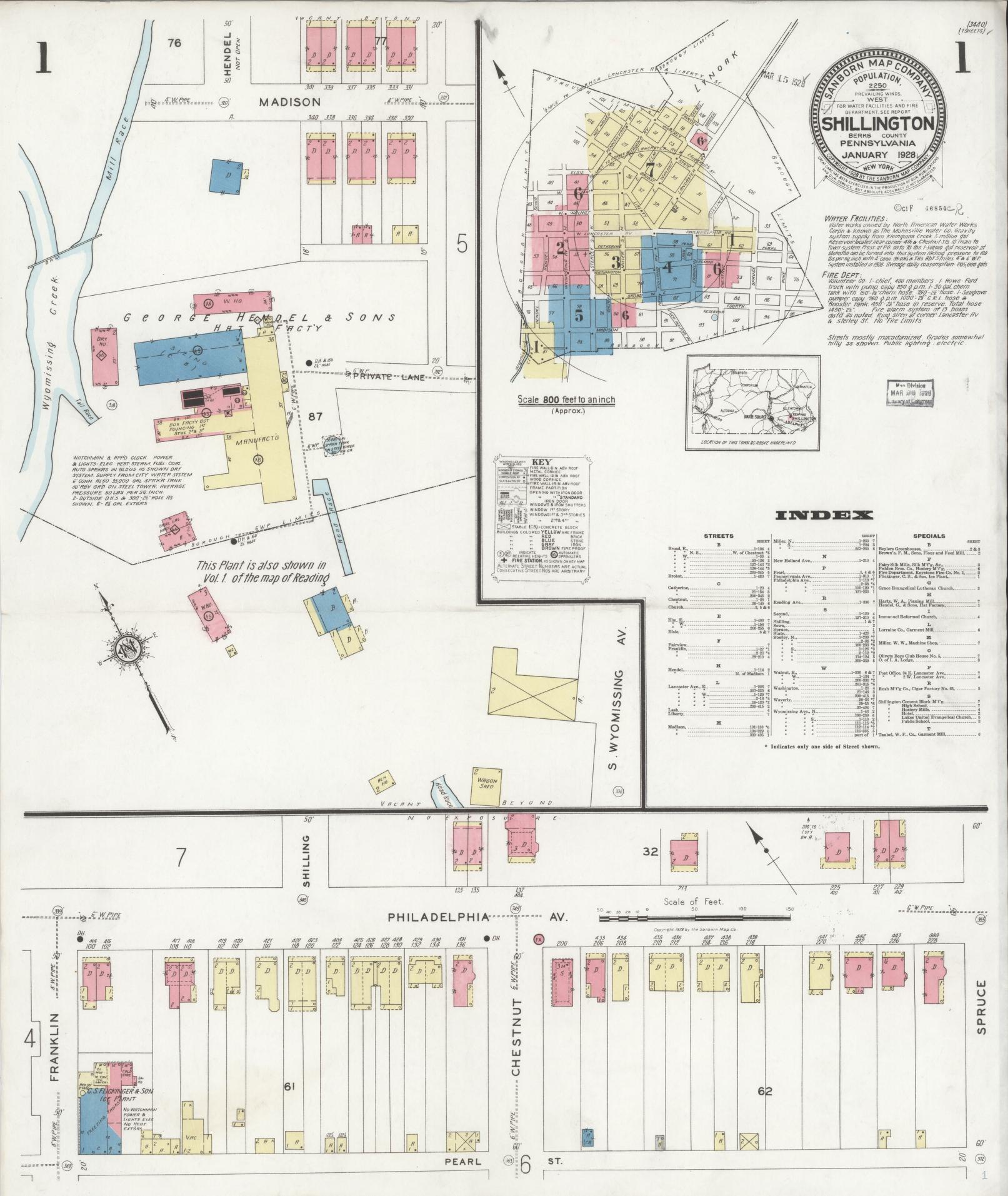 Sanborn Fire Insurance Map from Shillington, Berks County, Pennsylvania. (1928) – Historic Sanborn Fire Insurance Map Print