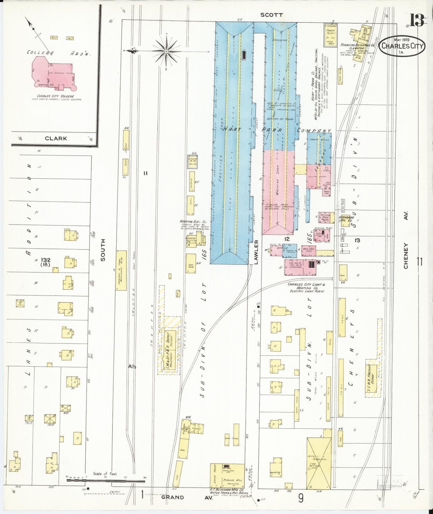 Sanborn Fire Insurance Map from Charles City, Floyd County, Iowa (1909), Sheet #0013 - Historic Sanborn Fire Insurance Map Print