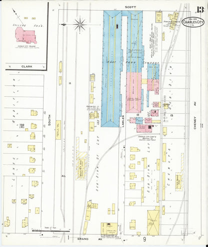Sanborn Fire Insurance Map from Charles City, Floyd County, Iowa (1909), Sheet #0013 - Historic Sanborn Fire Insurance Map Print