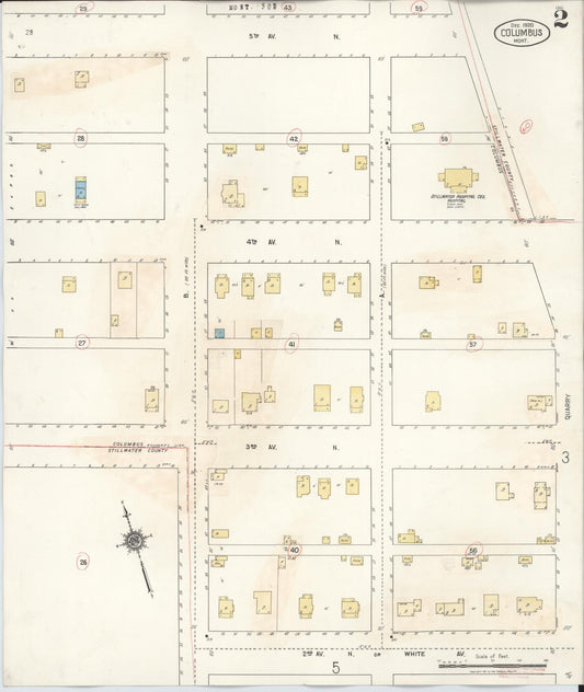 Sanborn Fire Insurance Map from Columbus, Stillwater County, Montana (1942), Sheet #0002 - Historic Sanborn Fire Insurance Map Print, vintage old map wall art, antique decor, genealogy gift, Montana Montana map