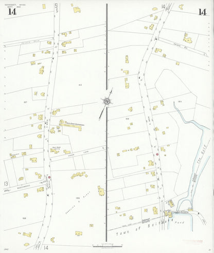 Sanborn Fire Insurance Map from Cohasset, Norfolk County, Massachusetts (1935), Sheet #0014 - Historic Sanborn Fire Insurance Map Print, vintage old map wall art, antique decor, genealogy gift, Massachusetts Massachusetts map