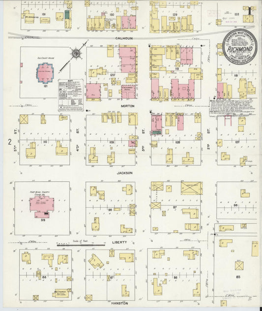 Sanborn Fire Insurance Map from Richmond, Fort Bend County, Texas (1909), Sheet #0001 - Complete Map Set gallery image, historic Sanborn map, vintage wall art, Texas Texas