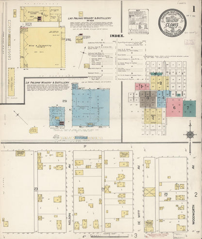 Sanborn Fire Insurance Map from Clovis, Fresno County, California (1912), Sheet #0001 - Complete Map Set gallery image, historic Sanborn map, vintage wall art, California California