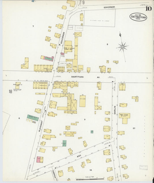 Sanborn Fire Insurance Map from East Hartford, Hartford County, Connecticut (1908), Sheet #0010 - Historic Sanborn Fire Insurance Map Print, vintage old map wall art, antique decor, genealogy gift, Connecticut Connecticut map