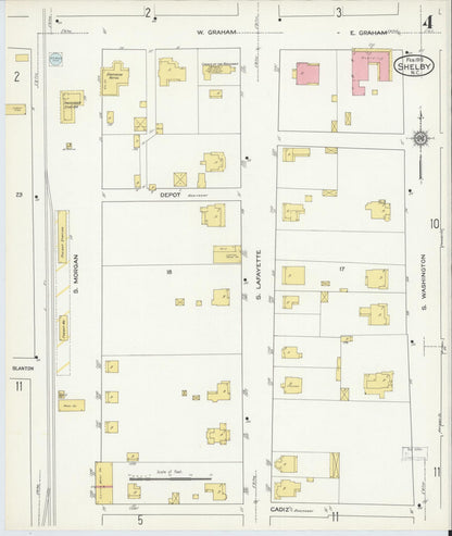 Sanborn Fire Insurance Map from Shelby, Cleveland County, North Carolina (1916), Sheet #0004 - Complete Map Set gallery image, historic Sanborn map, vintage wall art, North Carolina North Carolina