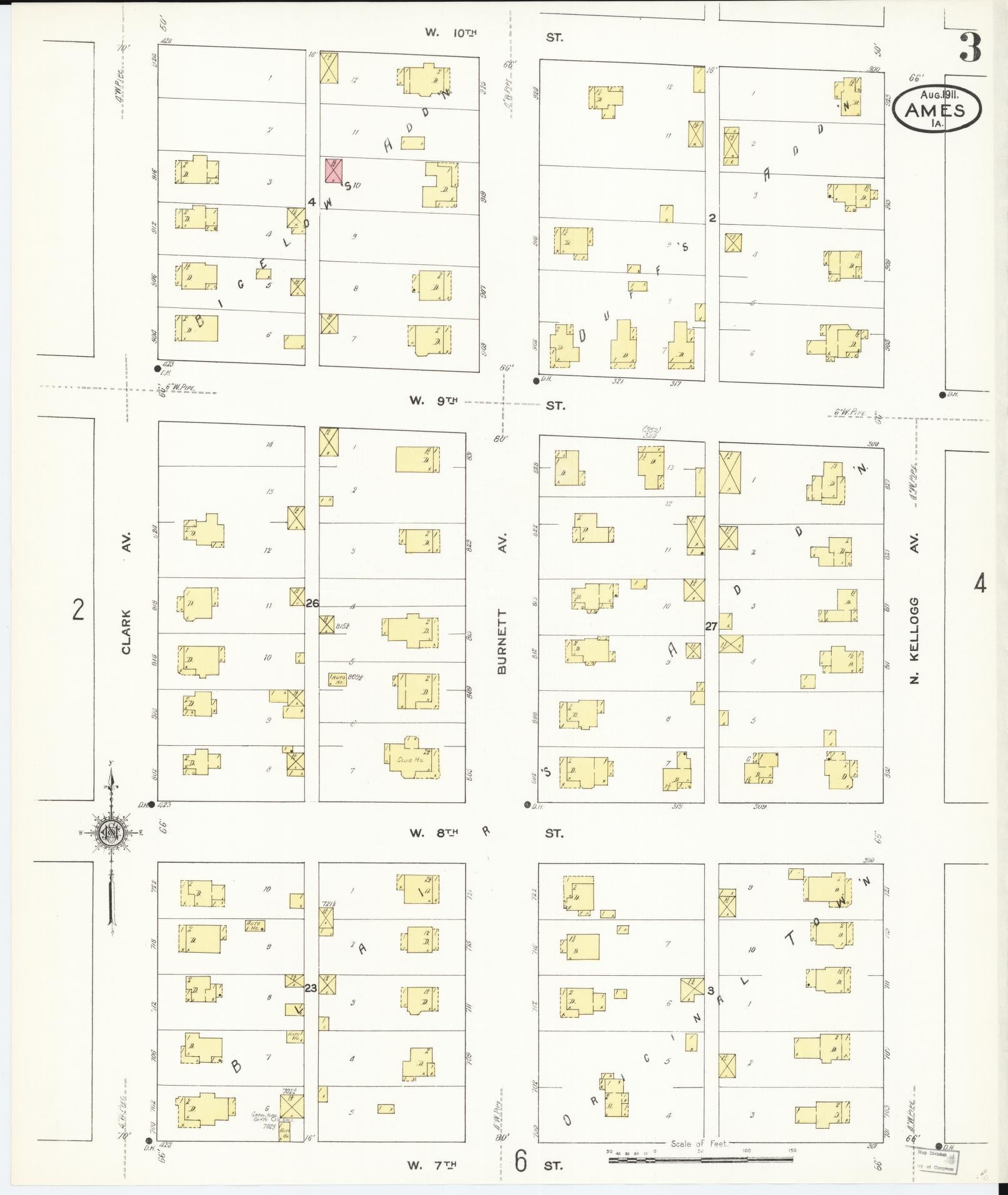 Sanborn Fire Insurance Map from Ames, Story County, Iowa (1911), Sheet #0003 - Historic Sanborn Fire Insurance Map Print