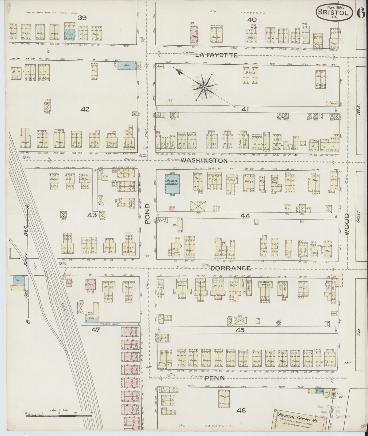 Sanborn Fire Insurance Map from Bristol, Bucks County, Pennsylvania (1886), Sheet #0006 - Complete Map Set gallery image, historic Sanborn map, vintage wall art, Pennsylvania Pennsylvania