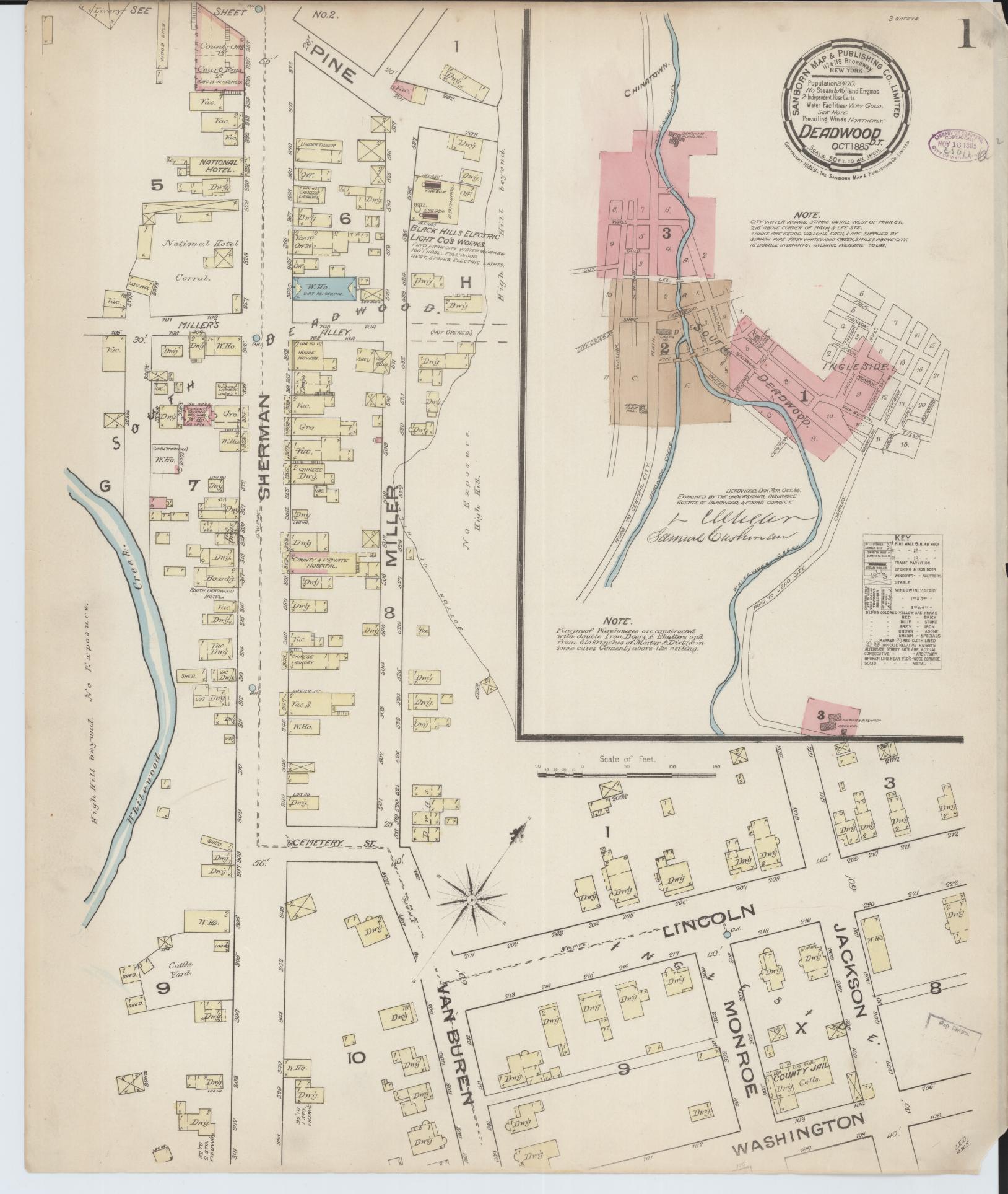 Sanborn Fire Insurance Map from Deadwood, Lawrence County, South Dakota. (1885) – Historic Sanborn Fire Insurance Map Print