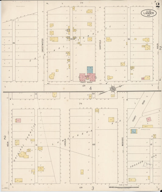 Sanborn Fire Insurance Map from Lander, Fremont County, Wyoming (1918), Sheet #0002 - Historic Sanborn Fire Insurance Map Print, vintage old map wall art, antique decor, genealogy gift, Wyoming Wyoming map