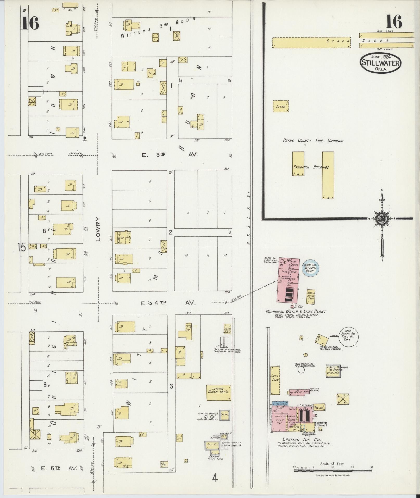 Sanborn Fire Insurance Map from Stillwater, Payne County, Oklahoma (1924), Sheet #0016 - Historic Sanborn Fire Insurance Map Print, vintage old map wall art, antique decor, genealogy gift, Oklahoma Oklahoma map