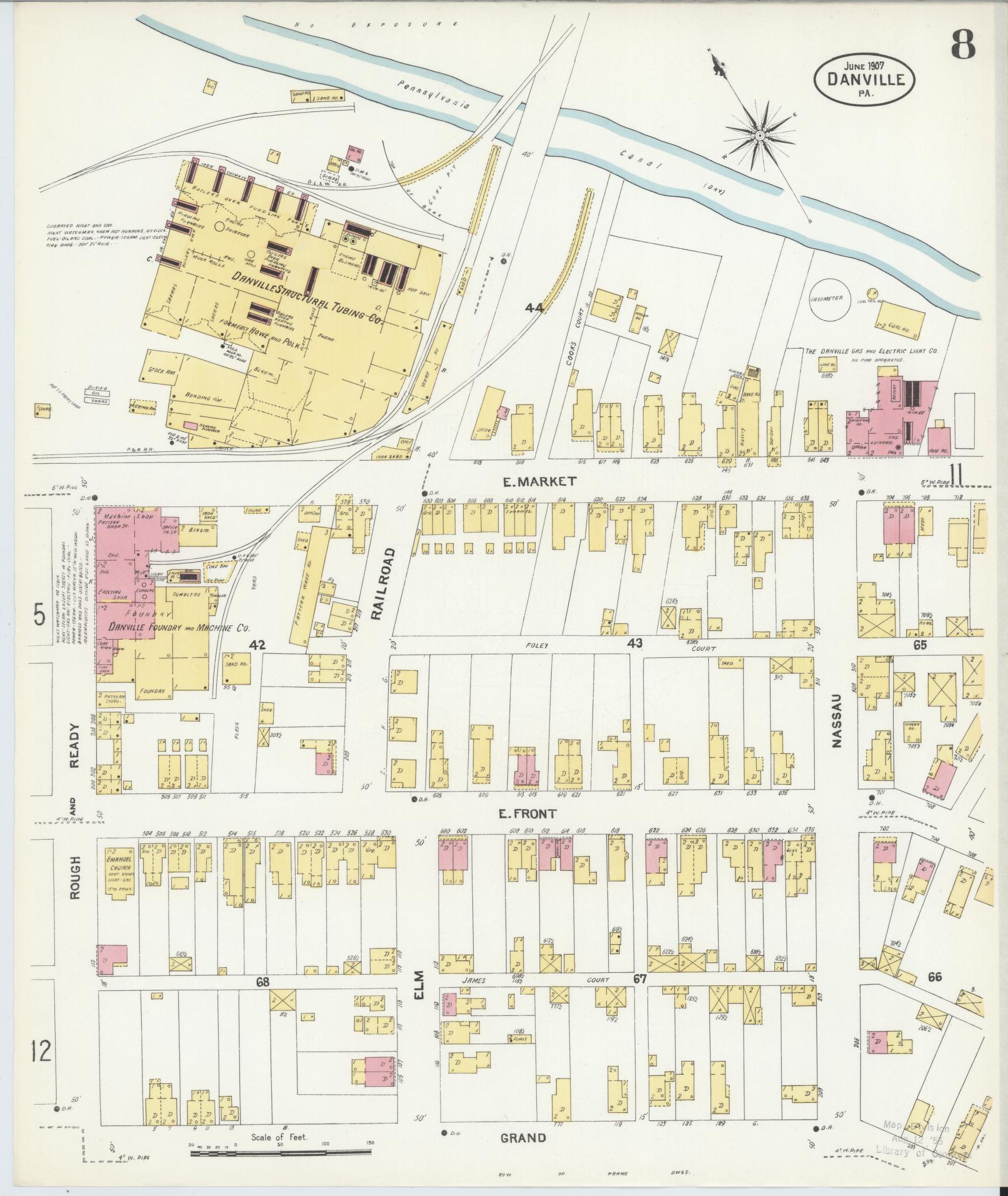 Sanborn Fire Insurance Map from Danville, Montour County, Pennsylvania (1907), Sheet #0008 - Complete Map Set gallery image, historic Sanborn map, vintage wall art, Pennsylvania Pennsylvania