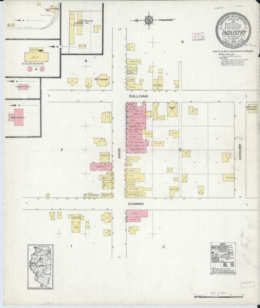 Sanborn Fire Insurance Map from Industry, Mcdonough County, Illinois (1914), Sheet #0001 - Historic Sanborn Fire Insurance Map Print, vintage old map wall art, antique decor, genealogy gift, Illinois Illinois map