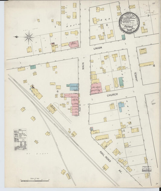 Sanborn Fire Insurance Map from Parma, Jackson County, Michigan (1892), Sheet #0001 - Historic Sanborn Fire Insurance Map Print, vintage old map wall art, antique decor, genealogy gift, Michigan Michigan map