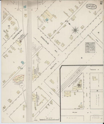 Sanborn Fire Insurance Map from Dwight, Livingston County, Illinois (1885), Sheet #0002 - Historic Sanborn Fire Insurance Map Print, vintage old map wall art, antique decor, genealogy gift, Illinois Illinois map