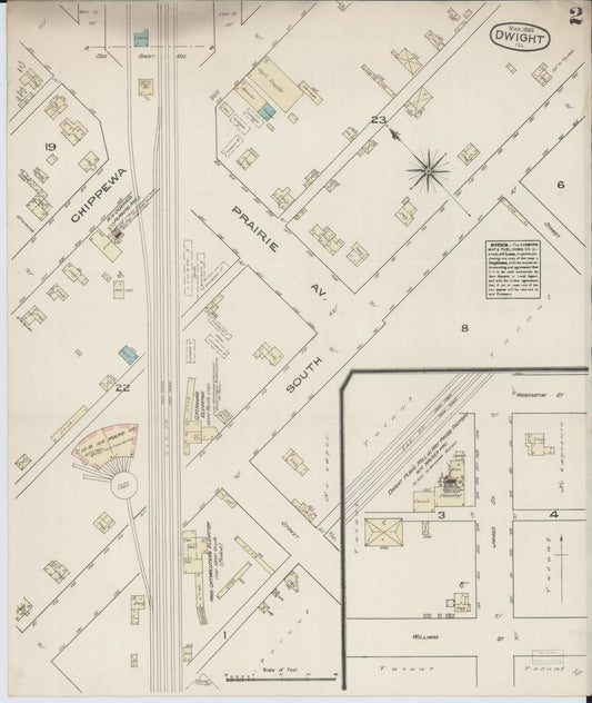 Sanborn Fire Insurance Map from Dwight, Livingston County, Illinois (1885), Sheet #0002 - Historic Sanborn Fire Insurance Map Print, vintage old map wall art, antique decor, genealogy gift, Illinois Illinois map