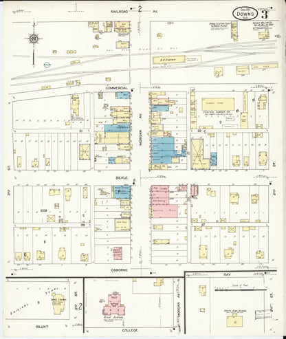 Sanborn Fire Insurance Map from Downs, Osborne County, Kansas (1911), Sheet #0003 - Complete Map Set gallery image, historic Sanborn map, vintage wall art, Kansas Kansas