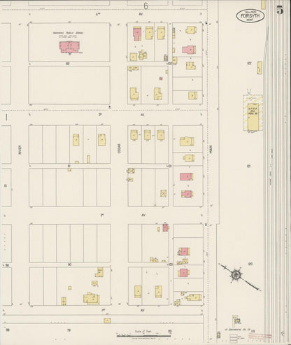 Sanborn Fire Insurance Map from Forsyth, Rosebud County, Montana (1920), Sheet #0005 - Complete Map Set gallery image, historic Sanborn map, vintage wall art, Montana Montana