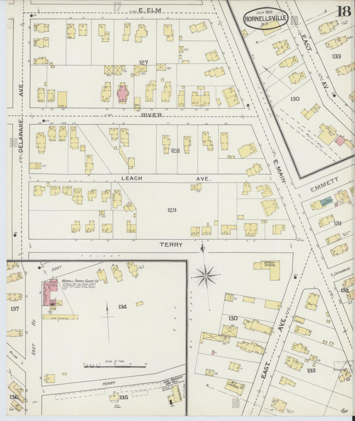 Sanborn Fire Insurance Map from Hornell, Steuben County, New York (1893), Sheet #0018 - Complete Map Set gallery image, historic Sanborn map, vintage wall art, New York New York