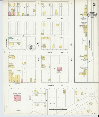 Sanborn Fire Insurance Map from Fessenden, Wells County, North Dakota (1904), Sheet #0002 - Complete Map Set gallery image, historic Sanborn map, vintage wall art, North Dakota North Dakota