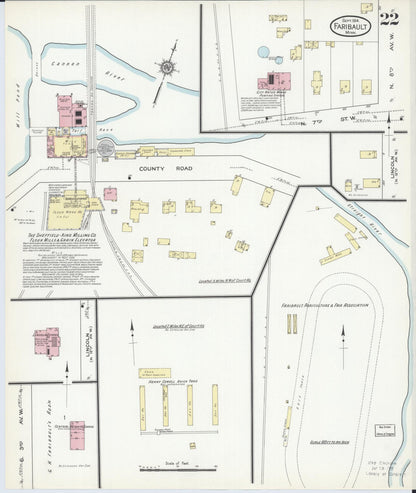 Sanborn Fire Insurance Map from Faribault, Rice County, Minnesota (1914), Sheet #0022 - Historic Sanborn Fire Insurance Map Print, vintage old map wall art, antique decor, genealogy gift, Minnesota Minnesota map