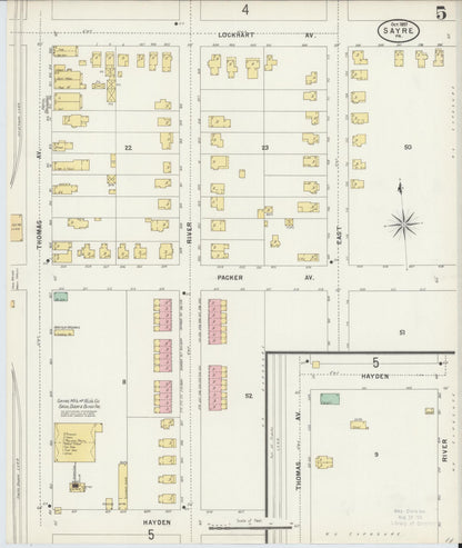 Sanborn Fire Insurance Map from Sayre, Bradford County, Pennsylvania (1897), Sheet #0005 - Historic Sanborn Fire Insurance Map Print, vintage old map wall art, antique decor, genealogy gift, Pennsylvania Pennsylvania map
