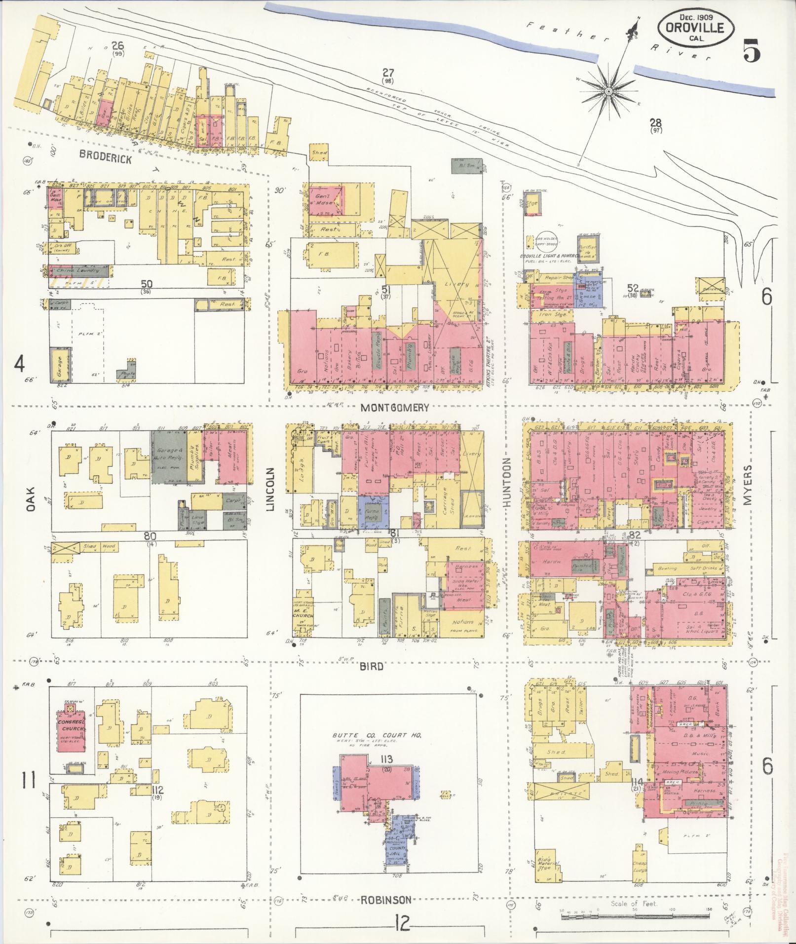 Sanborn Fire Insurance Map from Oroville, Butte County, California (1909), Sheet #0005 - Complete Map Set gallery image, historic Sanborn map, vintage wall art, California California