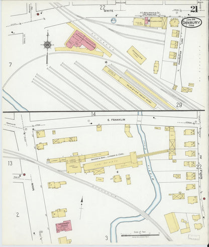 Sanborn Fire Insurance Map from Danbury, Fairfield County, Connecticut (1919), Sheet #0021 - Complete Map Set gallery image, historic Sanborn map, vintage wall art, Connecticut Connecticut