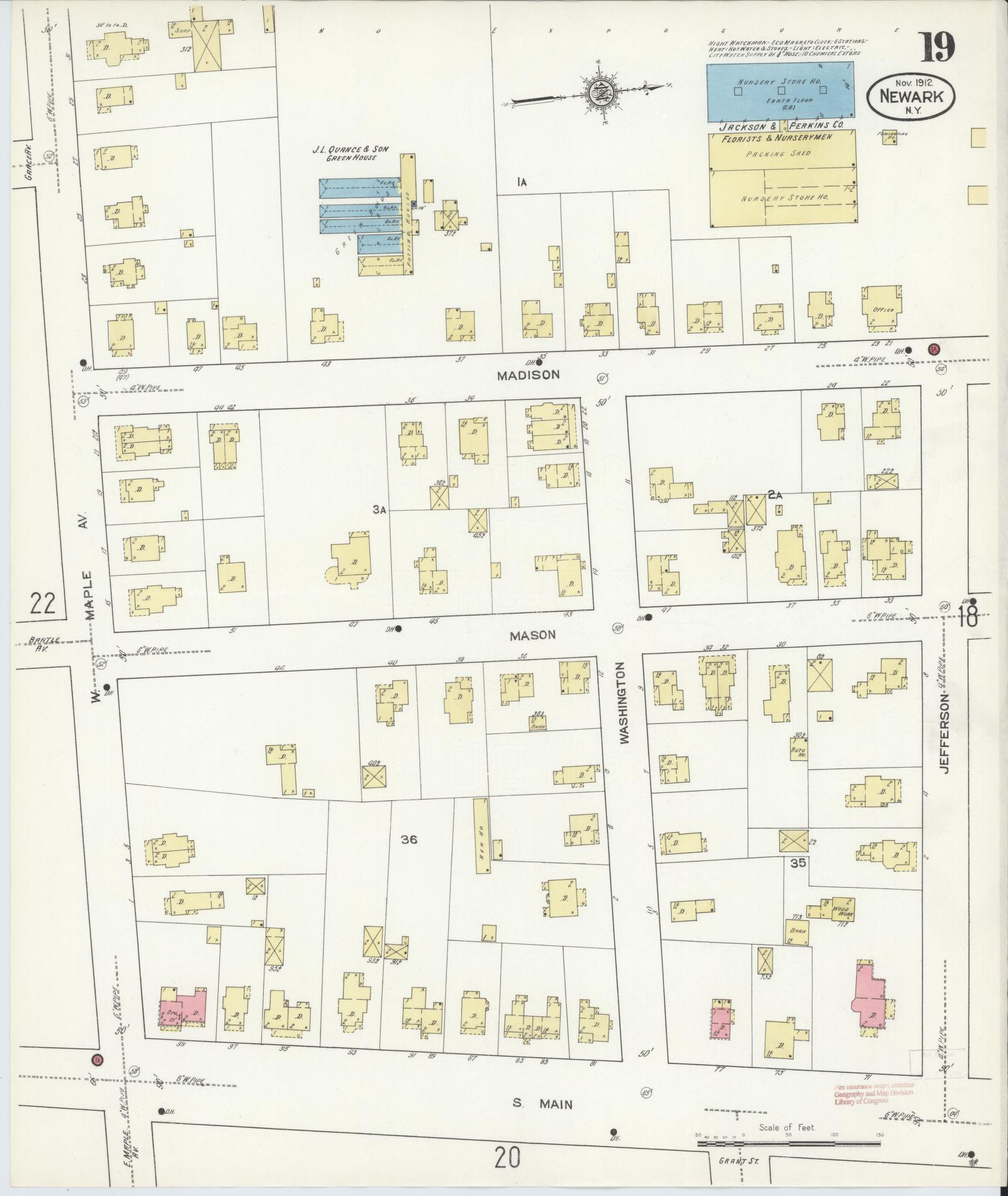 Sanborn Fire Insurance Map from Newark, Wayne County, New York (1912), Sheet #0019 - Complete Map Set gallery image, historic Sanborn map, vintage wall art, New York New York