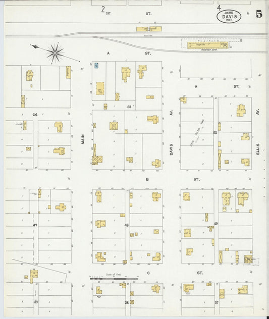 Sanborn Fire Insurance Map from Davis, Murray County, Oklahoma (1902), Sheet #0005 - Historic Sanborn Fire Insurance Map Print, vintage old map wall art, antique decor, genealogy gift, Oklahoma Oklahoma map
