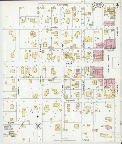 Sanborn Fire Insurance Map from Marion, Williamson County, Illinois (1900), Sheet #0004 - Historic Sanborn Fire Insurance Map Print, vintage old map wall art, antique decor, genealogy gift, Illinois Illinois map