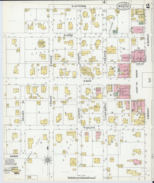 Sanborn Fire Insurance Map from Marion, Williamson County, Illinois (1900), Sheet #0004 - Historic Sanborn Fire Insurance Map Print, vintage old map wall art, antique decor, genealogy gift, Illinois Illinois map