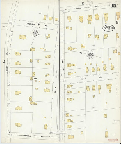 Sanborn Fire Insurance Map from Patchogue, Suffolk County, New York (1902), Sheet #0015 - Complete Map Set gallery image, historic Sanborn map, vintage wall art, New York New York