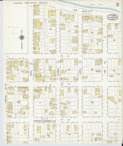 Sanborn Fire Insurance Map from Lakeside, Ottawa County, Ohio (1910), Sheet #0003 - Historic Sanborn Fire Insurance Map Print, vintage old map wall art, antique decor, genealogy gift, Ohio Ohio map