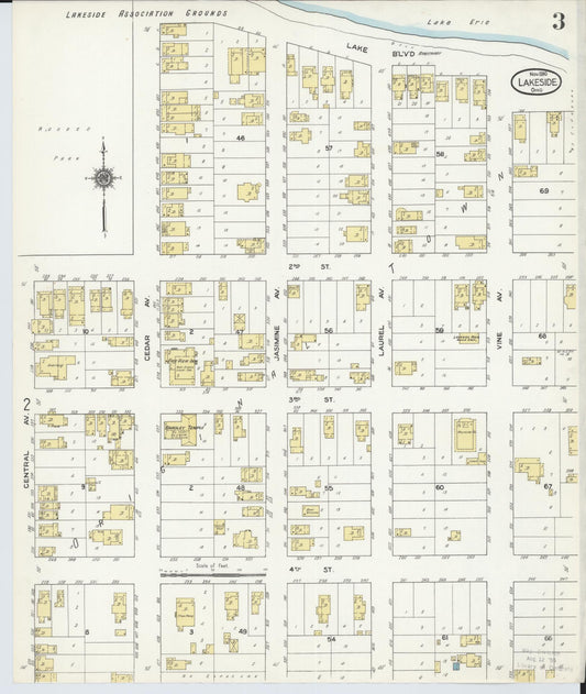 Sanborn Fire Insurance Map from Lakeside, Ottawa County, Ohio (1910), Sheet #0003 - Historic Sanborn Fire Insurance Map Print, vintage old map wall art, antique decor, genealogy gift, Ohio Ohio map