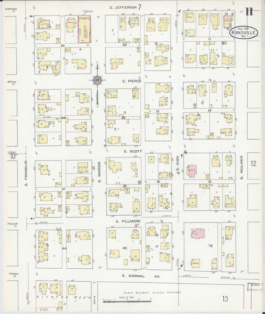 Sanborn Fire Insurance Map from Kirksville, Adair County, Missouri (1914), Sheet #0011 - Historic Sanborn Fire Insurance Map Print, vintage old map wall art, antique decor, genealogy gift, Missouri Missouri map