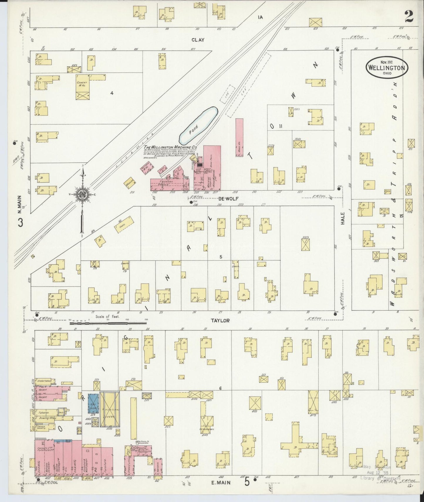 Sanborn Fire Insurance Map from Wellington, Lorain County, Ohio (1911), Sheet #0002 - Historic Sanborn Fire Insurance Map Print, vintage old map wall art, antique decor, genealogy gift, Ohio Ohio map