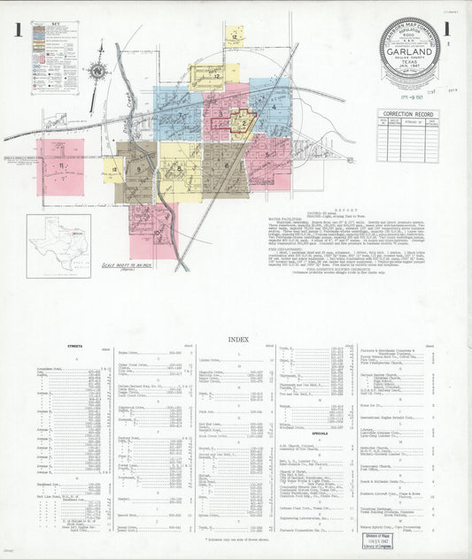 Sanborn Fire Insurance Map from Garland, Dallas County, Texas (1947), Sheet #0001 - Historic Sanborn Fire Insurance Map Print, vintage old map wall art, antique decor, genealogy gift, Texas Texas map