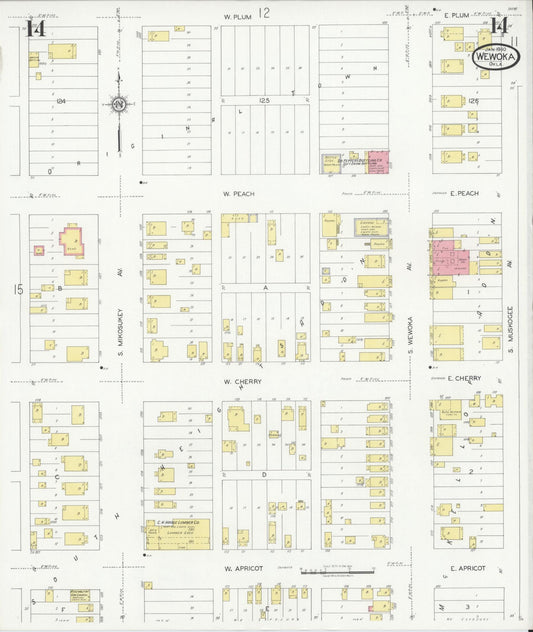 Sanborn Fire Insurance Map from Wewoka, Seminole County, Oklahoma (1930), Sheet #0014 - Historic Sanborn Fire Insurance Map Print, vintage old map wall art, antique decor, genealogy gift, Oklahoma Oklahoma map
