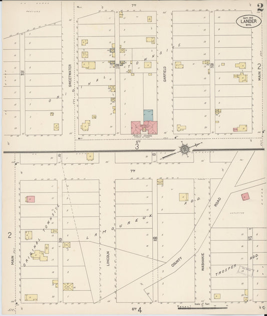 Sanborn Fire Insurance Map from Lander, Fremont County, Wyoming (1912), Sheet #0002 - Historic Sanborn Fire Insurance Map Print, vintage old map wall art, antique decor, genealogy gift, Wyoming Wyoming map