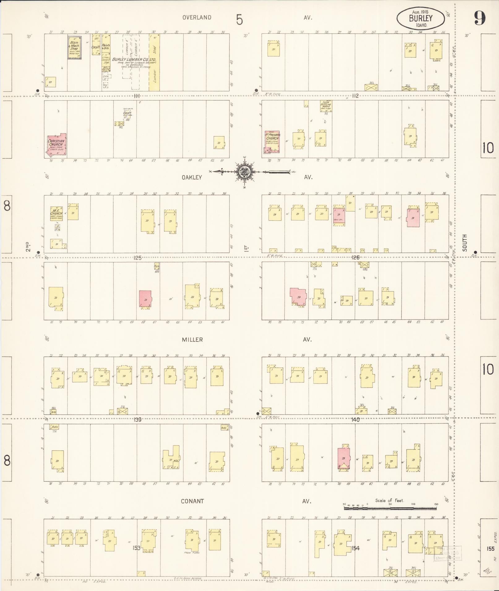 Sanborn Fire Insurance Map from Burley, Cassia County, Idaho (1915), Sheet #0009 - Complete Map Set gallery image, historic Sanborn map, vintage wall art, Idaho Idaho